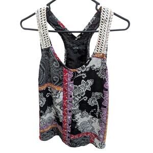 Apt. 9 Women's Size Medium crochet tback Tank top woven geometric Shirt Camisole